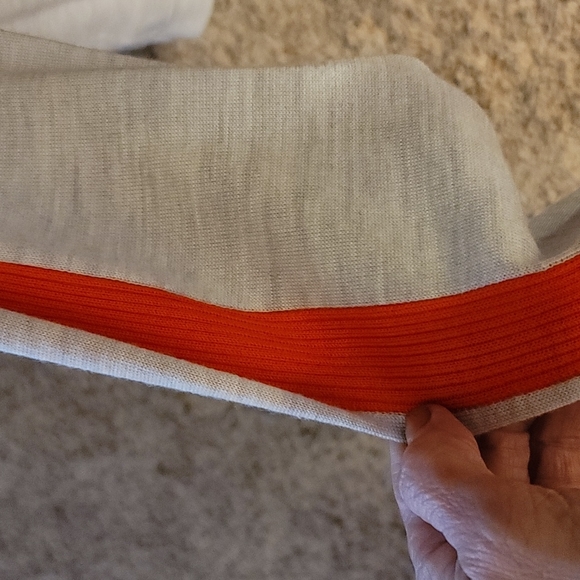 Lightweight gray Vneck sweater w/ stripe on sleeve - Picture 3 of 3